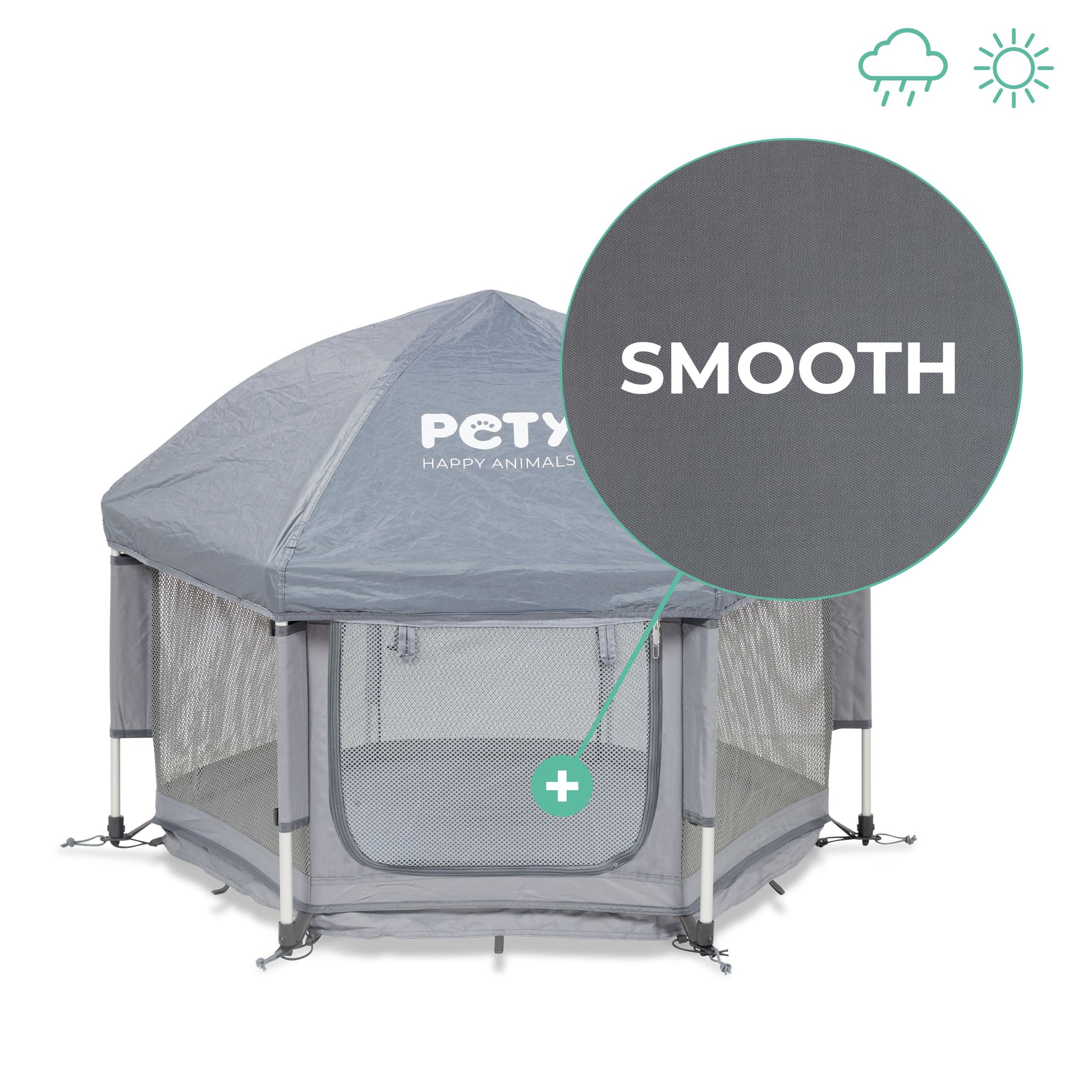 Kleines PETY Advanced Laufstall Set mit Dach und Mattenüberzug smooth