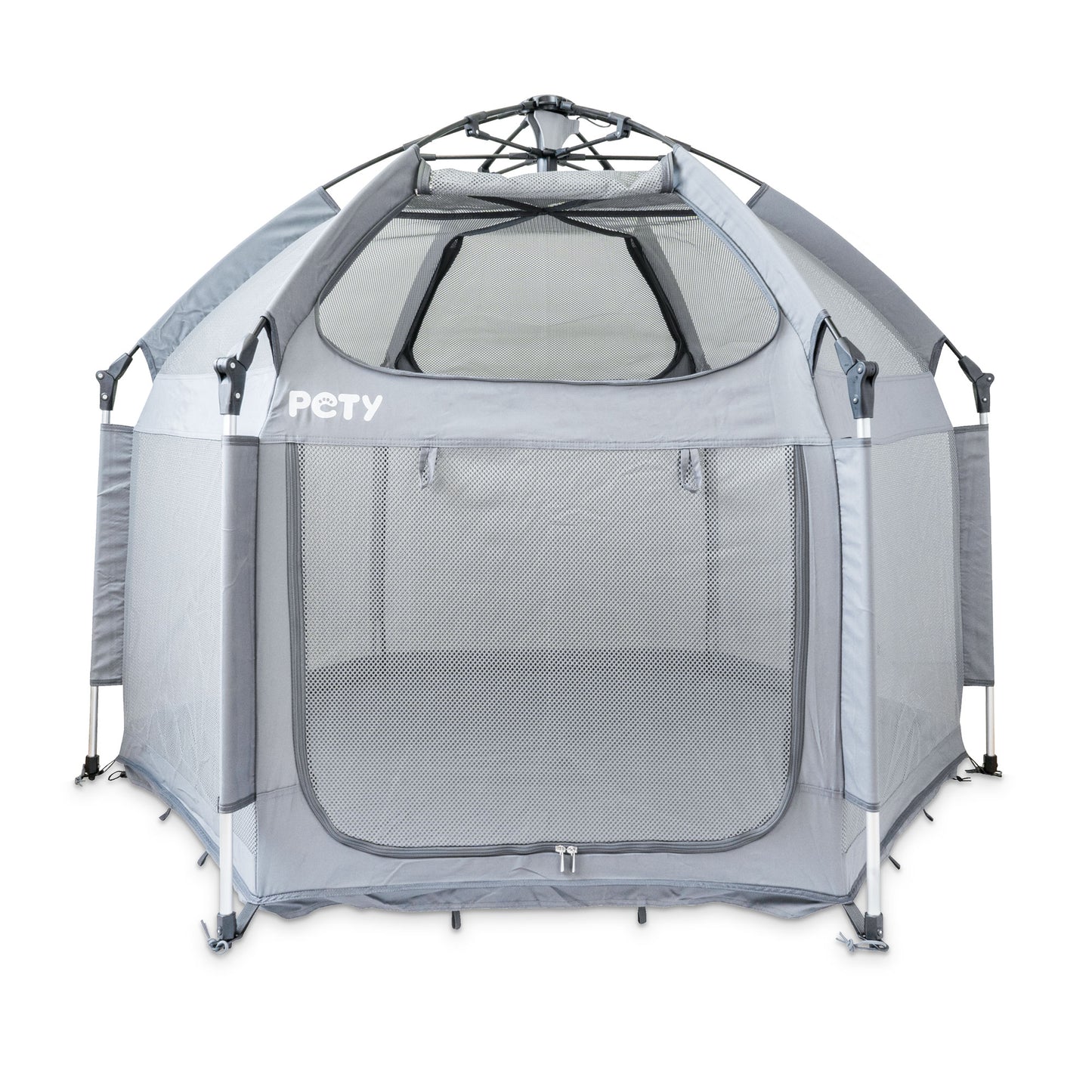 Großer mobiler PETY Hundelaufstall auf weißem Hintergrund mit geöffnetem Dach