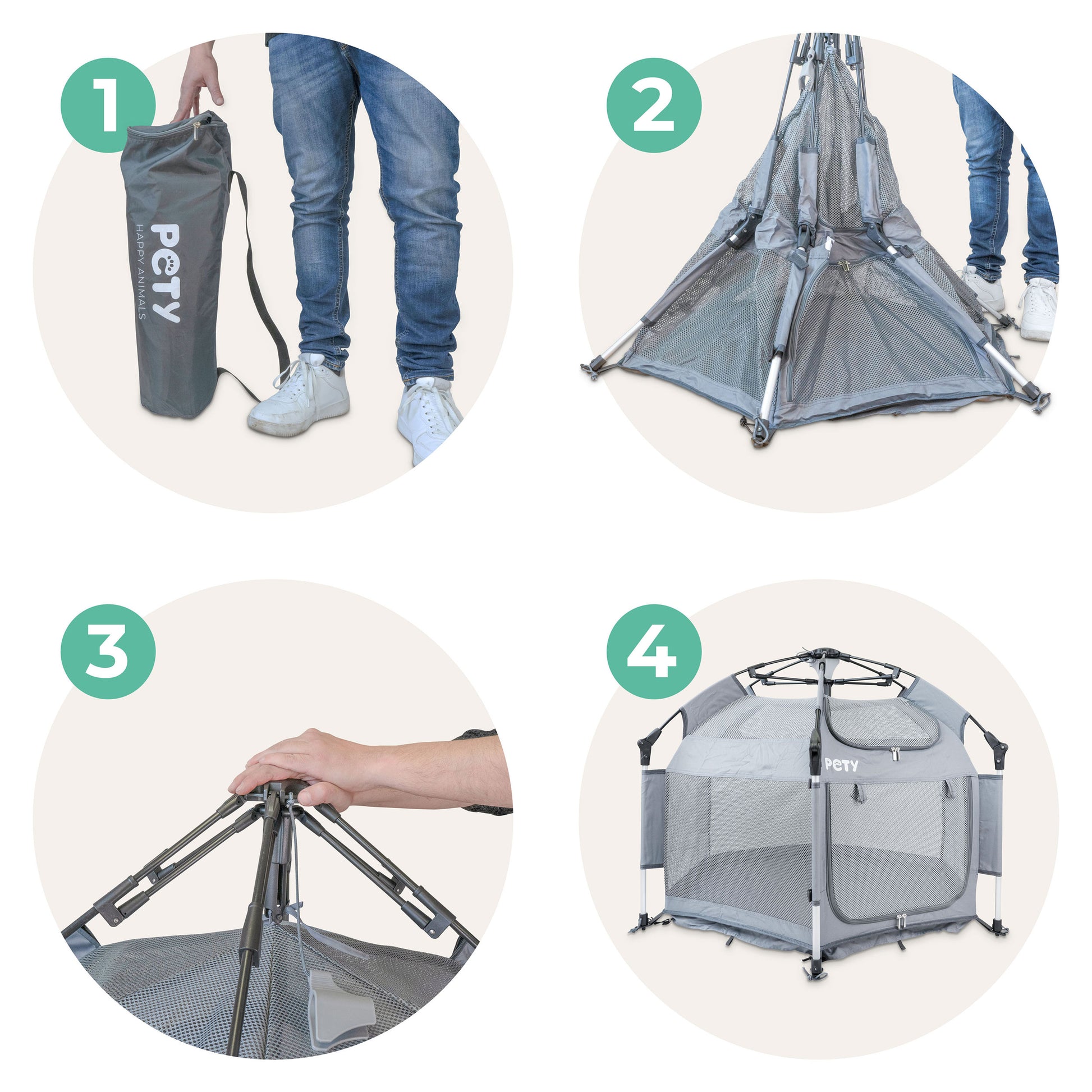 Aufbauanleitung des kleinen PETY Hundelaufstalls